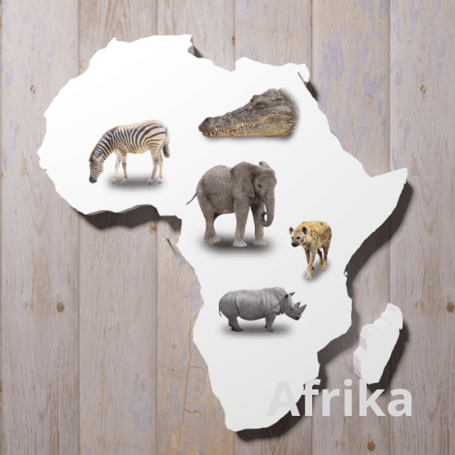 Kaart van Afrika met dieren.