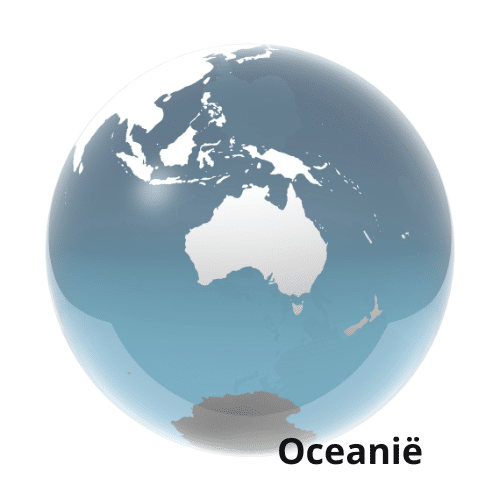 Globe met Oceanië gemarkeerd.